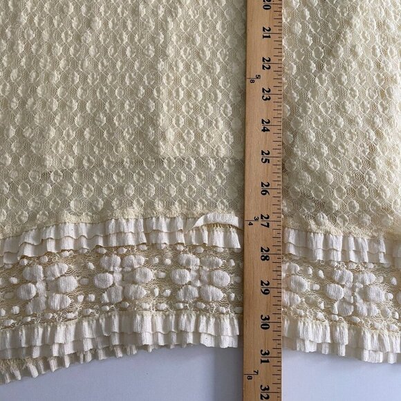 Ali Miles Cream Lace Tunic Top Ivory Size Medium 3/4 Sleeves Sheer - Picture 9 of 10